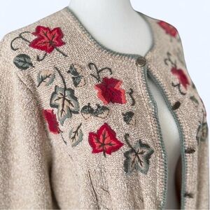 Northern Reflection Fairy Leaf Embroidered Cottagecore Cabincore Cozy Cardigan